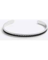 River Island - Black Stainless Steel Chain Cuff Bracelet - Lyst