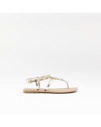 River Island - Multi Colour Leather Embellished Flat Sandals - Lyst