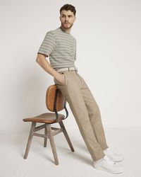 River Island - Belted Chino Trousers - Lyst