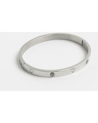 River Island - Stainless Steel Diamante Bangle - Lyst