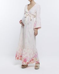 River Island - Front Wrap Floral Maxi Dress - Lyst