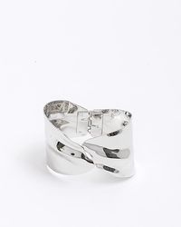 River Island - Silver Textured Cuff Bracelet - Lyst