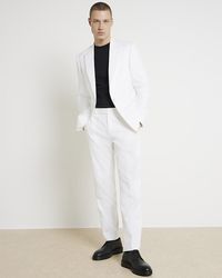 River Island - White Slim Fit Tuxedo Suit Trousers - Lyst