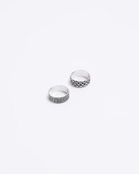 River Island - Silver Colour Weave Rings Multipack - Lyst