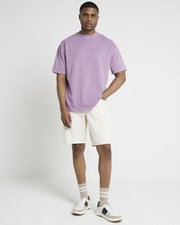 River Island - Purple Oversized Fit Embroidered T-shirt - Lyst