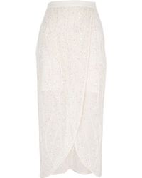 River Island Embellished Wrap Skirt - White