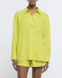 River Island - Oversized Shirt With Linen - Lyst