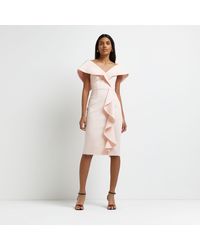 River Island Pink Off The Shoulder Bodycon Dress