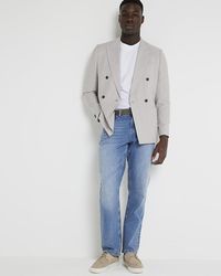 River Island - Blue Straight Fit Jeans - Lyst