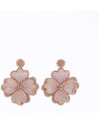 River Island - Pink Beaded Flower Drop Earrings - Lyst