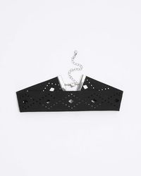 River Island - Black Cut Out Choker Necklace - Lyst
