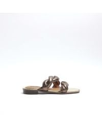 River Island - Brown Leather Twisted Mule Sandals - Lyst
