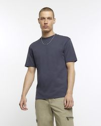 River Island - Grey Ri Studio Slim Fit T-shirt - Lyst