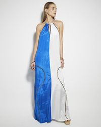River Island - Blue Colour Block Beach Maxi Dress - Lyst
