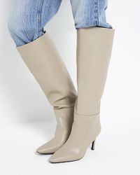 River Island - Pink Heeled High Leg Boots - Lyst