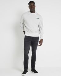 River Island - Washed Black Skinny Fit Jeans - Lyst