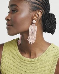 River Island - Pink Beaded Tassel Drop Earrings - Lyst