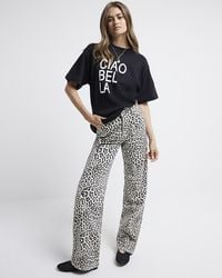 River Island - Black Graphic Ciao Bella Oversized T-shirt - Lyst