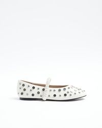 River Island - Cream Embellished Mary Jane Shoes - Lyst