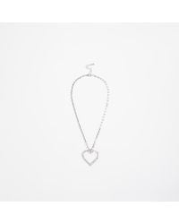 River Island - Silver Heart Necklace - Lyst