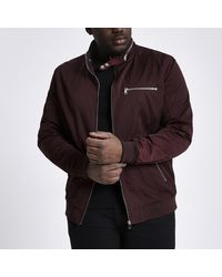 River Island - Big And Tall Dark Racer Neck Jacket - Lyst