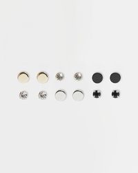 River Island - Silver Colour Multipack Of 6 Tunnel Earrings - Lyst