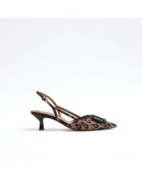 River Island - Brown Leopard Print Sling Back Court Shoes - Lyst