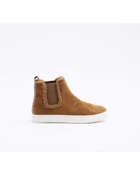 River Island - Brown Borg High Top Trainers - Lyst