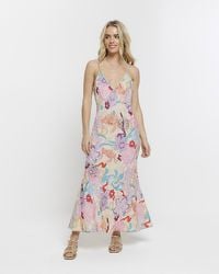 River Island - Floral Sequin Slip Maxi Dress - Lyst