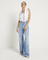 River Island - White Frill Tank Top - Lyst