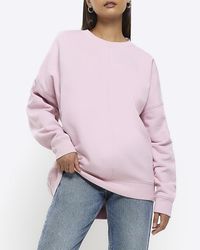 River Island - Pink Oversized Sweatshirt - Lyst