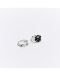 River Island - Silver Colour Hexagon Ring Multipack - Lyst