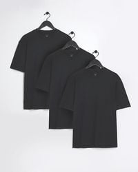 River Island - 3pk Black Regular Fit T-shirt - Lyst