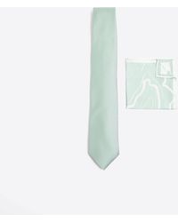 River Island - Green Tie And Floral Handkerchief Set - Lyst