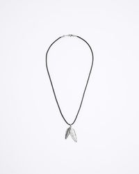 River Island - Colour Feather Pendant Necklace - Lyst