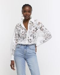 River Island - Lace Shirt - Lyst