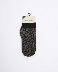 River Island - Black Sheer Leopard Print Socks - Lyst