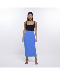 River Island - Petite Blue Tailored Maxi Skirt - Lyst