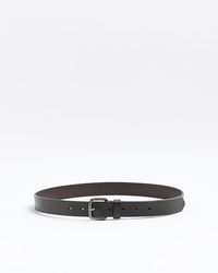 River Island - Brown Leather Casual Belt - Lyst