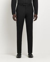 River Island - Black Slim Fit Twill Suit Trousers - Lyst