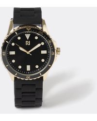 River Island - Black And Gold Plastic Watch - Lyst