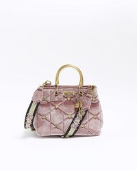 River Island - Velvet Quilted Tote Bag - Lyst