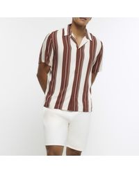 River Island - Striped Revere Collar Shirt - Lyst