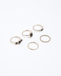 River Island - Gold Colour Stone Ring Multipack - Lyst