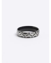 River Island - Silver Colour Stainless Steel Texture Ring - Lyst