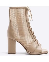 River Island - Beige Mesh Lace Up Shoe Boots - Lyst