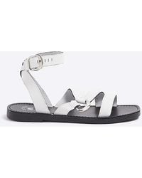 River Island - White Leather Hardware Gladiator Sandals - Lyst