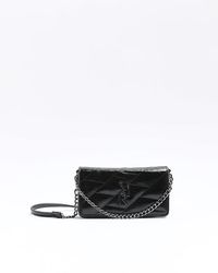 River Island - Black Quilted Chain Cross Body Bag - Lyst