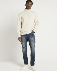 River Island - Faded Skinny Fit Ripped Jeans - Lyst