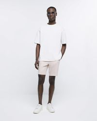 River Island - Pink Slim Fit Textured Smart Shorts - Lyst